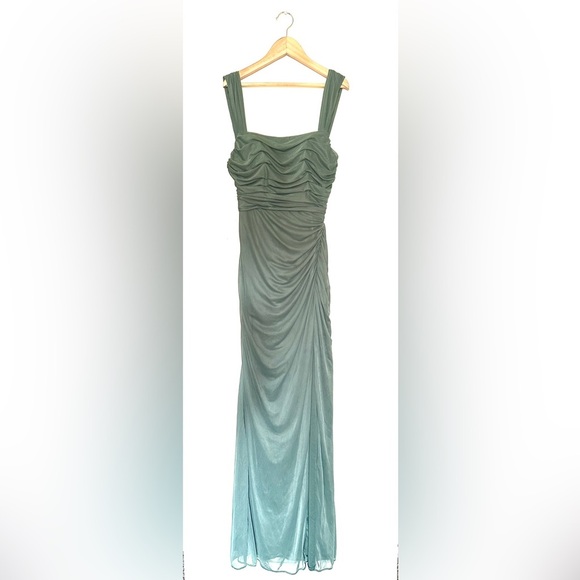 Azazie Sheath Bow Chiffon Dress | Sz A2 | Straight Neckline | ruched body - Picture 9 of 10